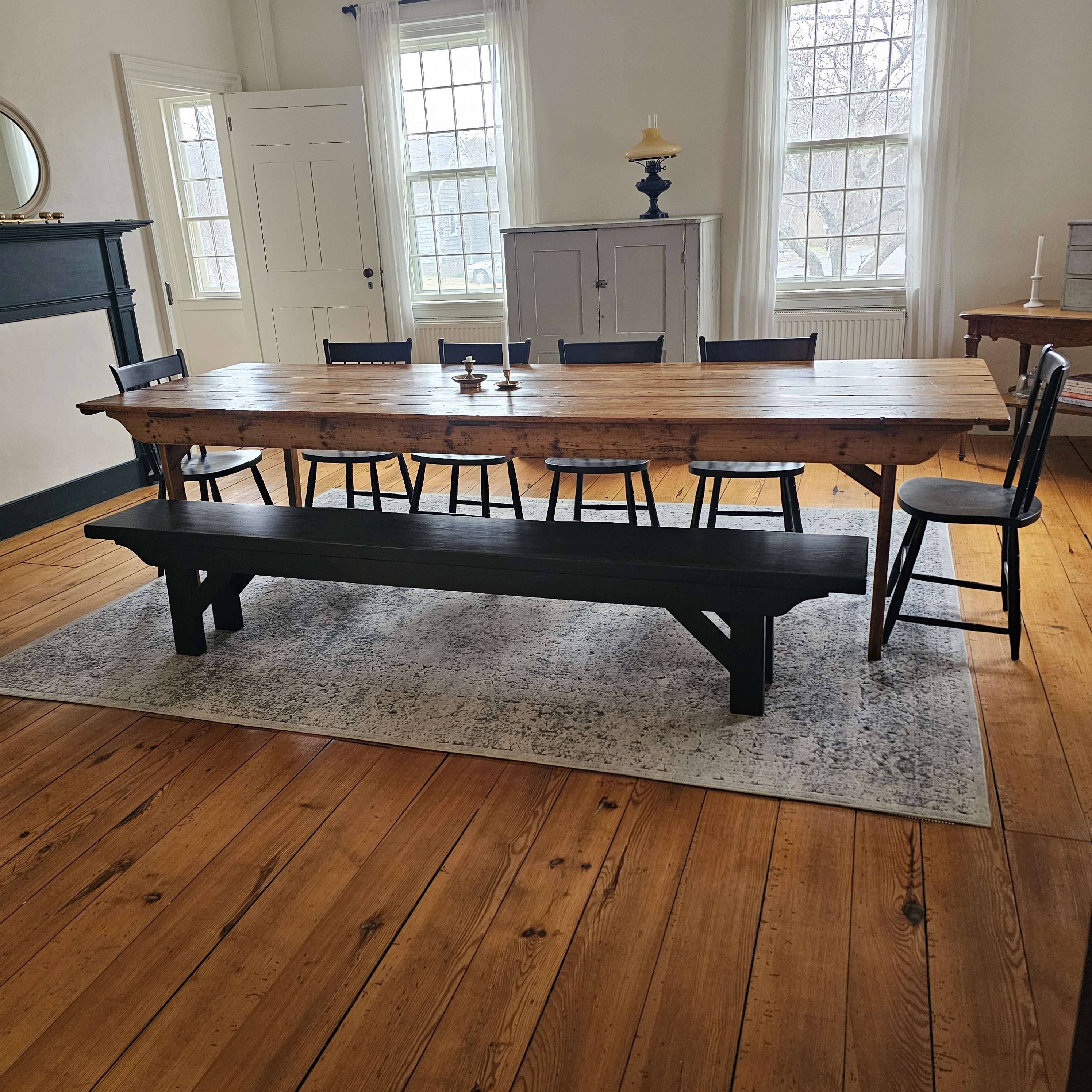 Farmhouse dining table with bench