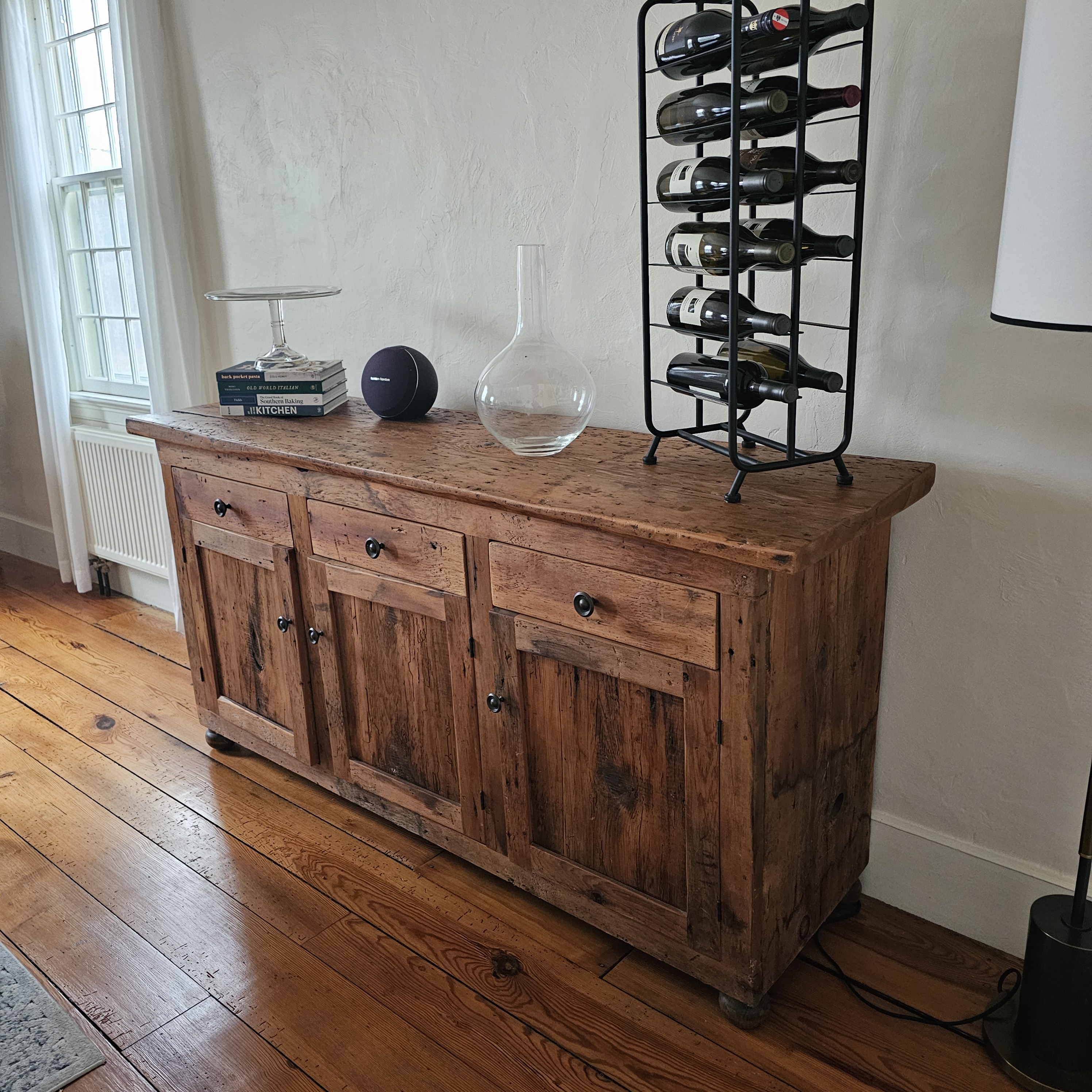 Rustic sideboard with wine rack