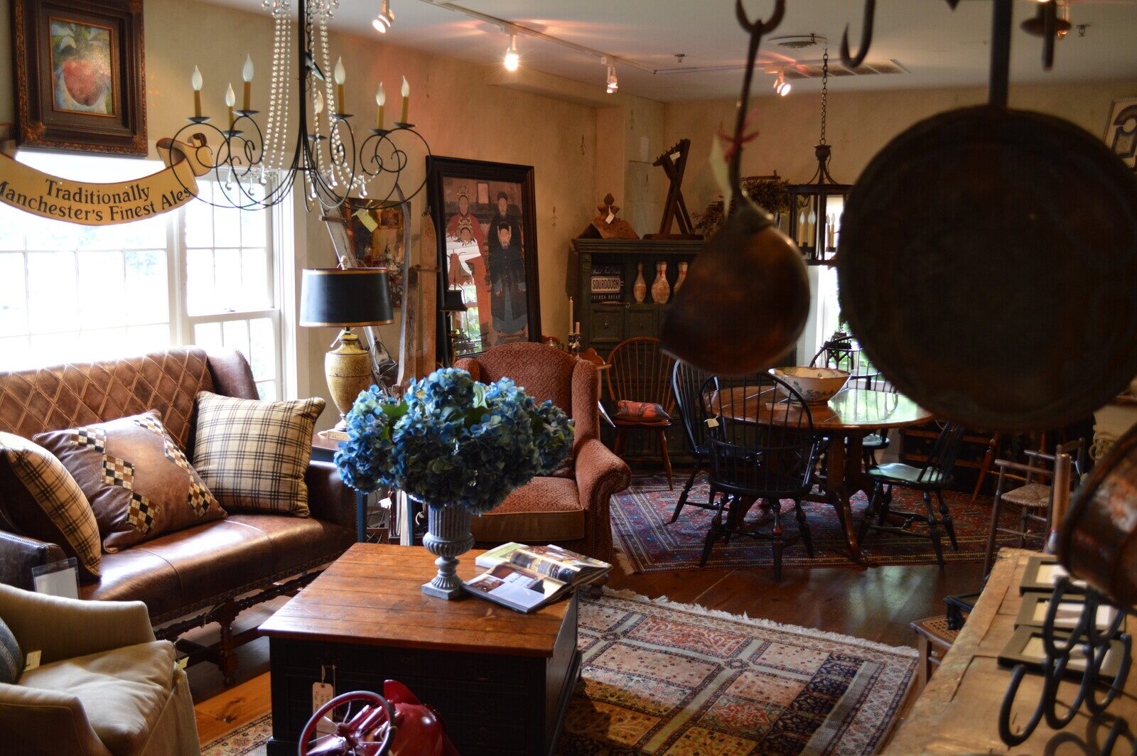 Showroom — leather seating and ironwork